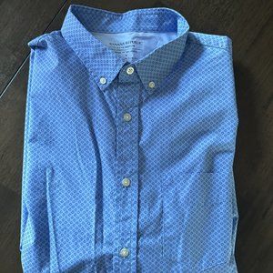 Banana Republic Button up Casual Dress shirt blue circle pattern Slim Fit Large